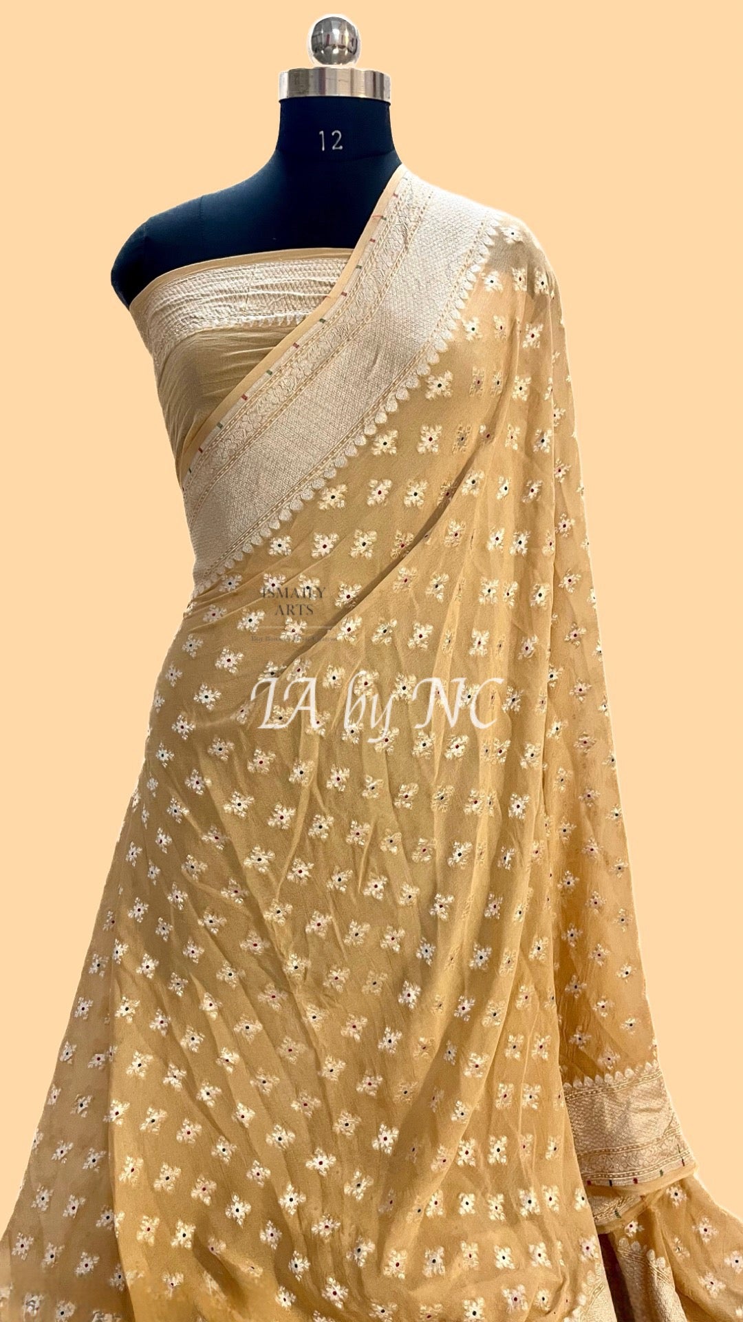 Beige Banarasi Pure Khaddi Georgette Saree