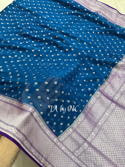 Prussian Banarasi Pure Khaddi Georgette Saree