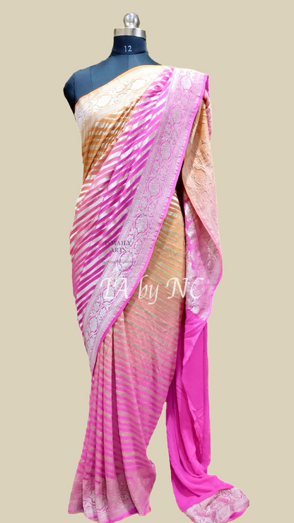 Pink Banarasi Pure Khaddi Georgette Sarees