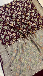 Mahogany Banarasi Pure Khaddi Georgette Saree