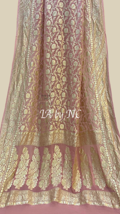 Flamingo Banarasi Pure Khaddi Georgette Saree
