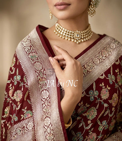 Byzantine Banarasi Pure Khaddi Georgette Saree