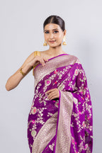 Byzantine Banarasi Pure Khaddi Georgette Meenakari Saree