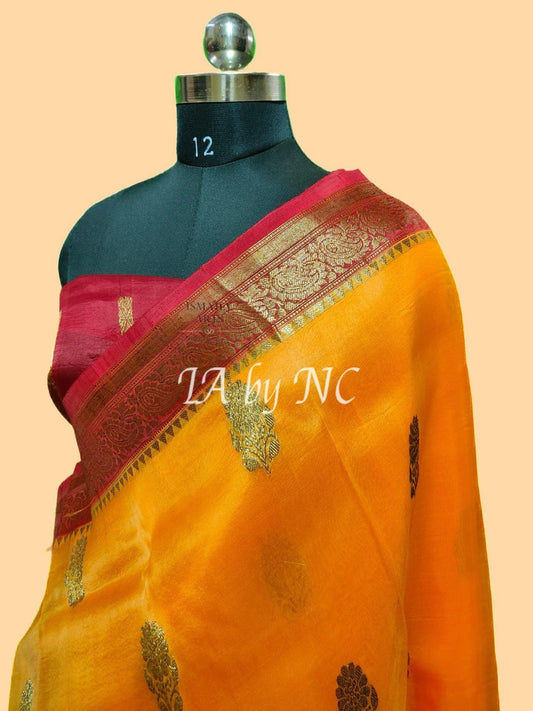 Honey Banarasi Pure Kora Organza Kadwa Saree