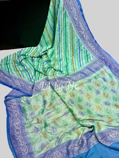 Turquoise Banarasi Pure Khaddi Georgette Saree