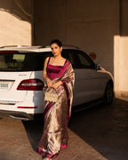 Barn Banarasi Pure Tissue Silk Saree - Satin Border