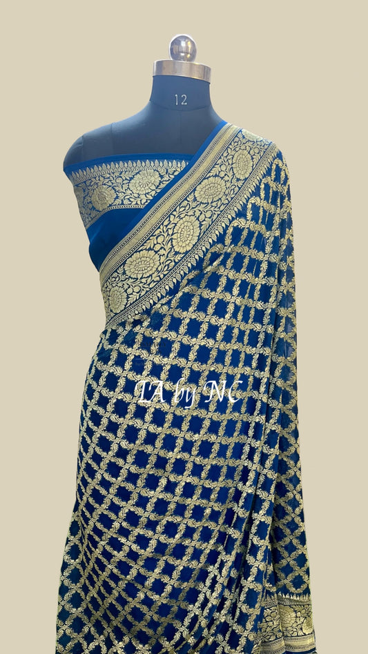 German Banarasi Pure Khaddi Georgette Saree