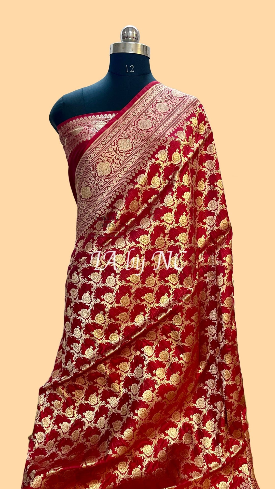 Carmine Banarasi Pure Katan Silk Pattu Saree