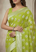 Moss Banarasi Pure Khaddi Georgette Saree
