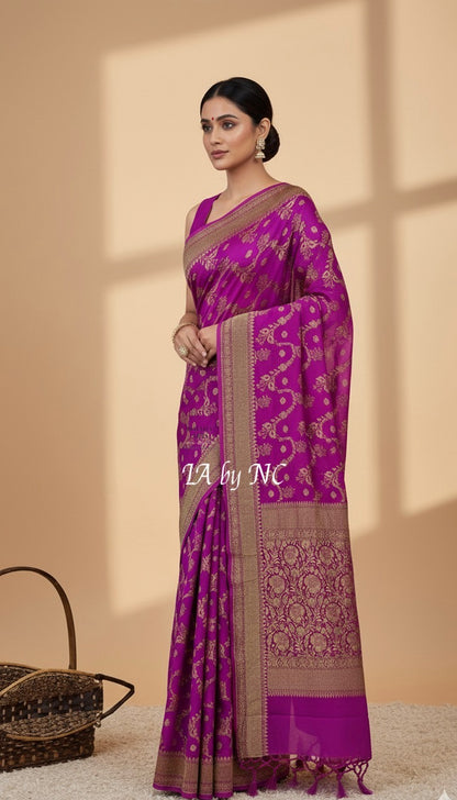 Lollipop Banarasi Pure Khaddi Georgette Saree