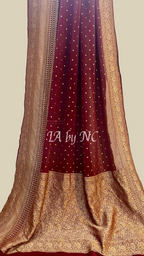Burgundy Banarasi Pure Khaddi Georgette Saree