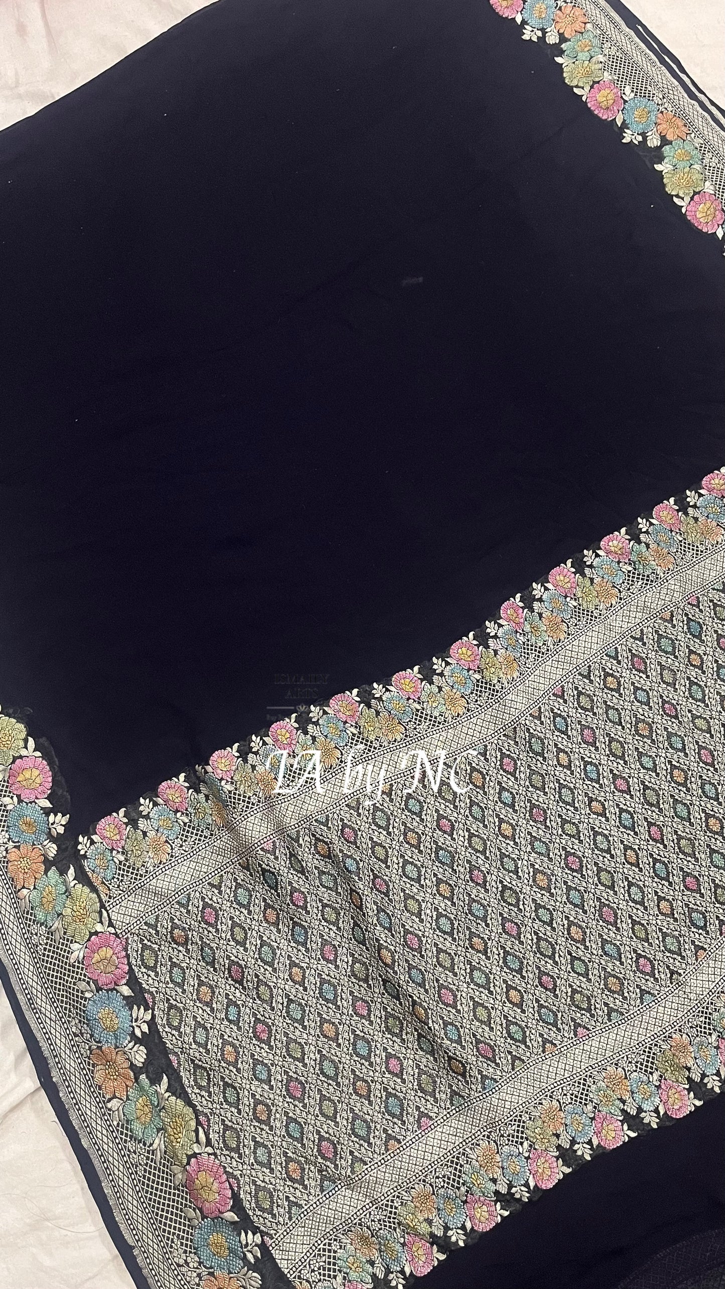 Black Banarasi Pure Khaddi Georgette Saree