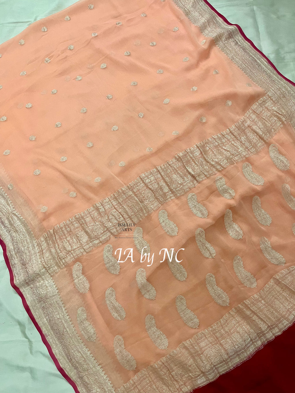 Peach Banarasi Pure Khaddi Georgette Kadwa Saree