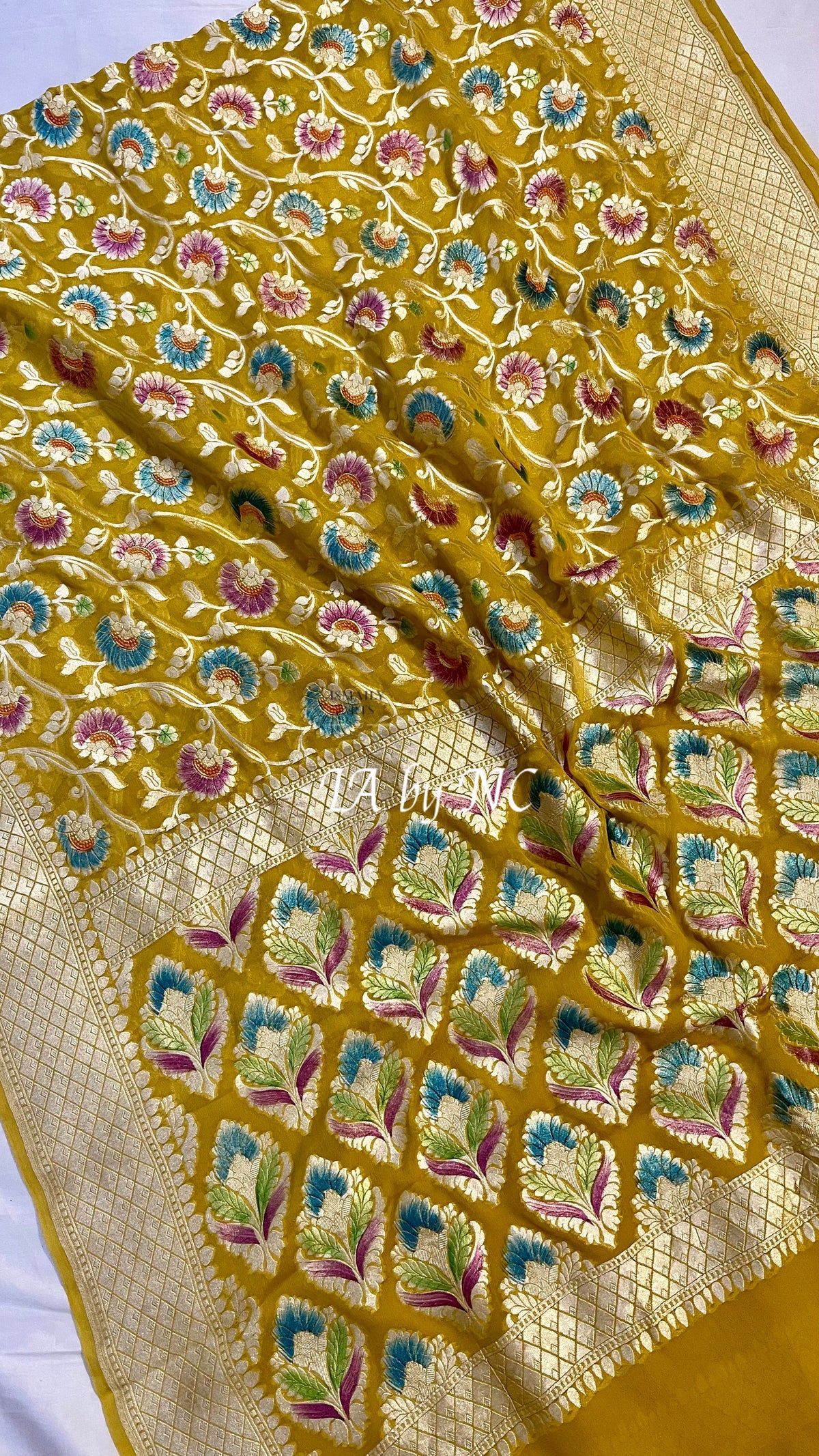 Trombone Banarasi Pure Khaddi Georgette Saree