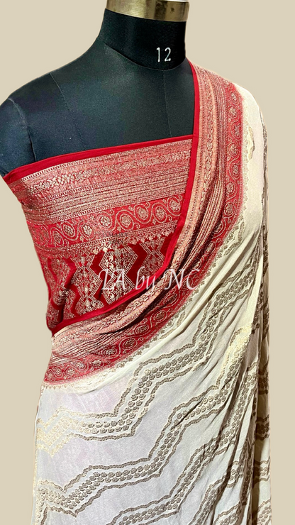 Crimson Banarasi Pure Khaddi Georgette Saree