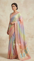 Salmon Banarasi Pure Khaddi Georgette Saree