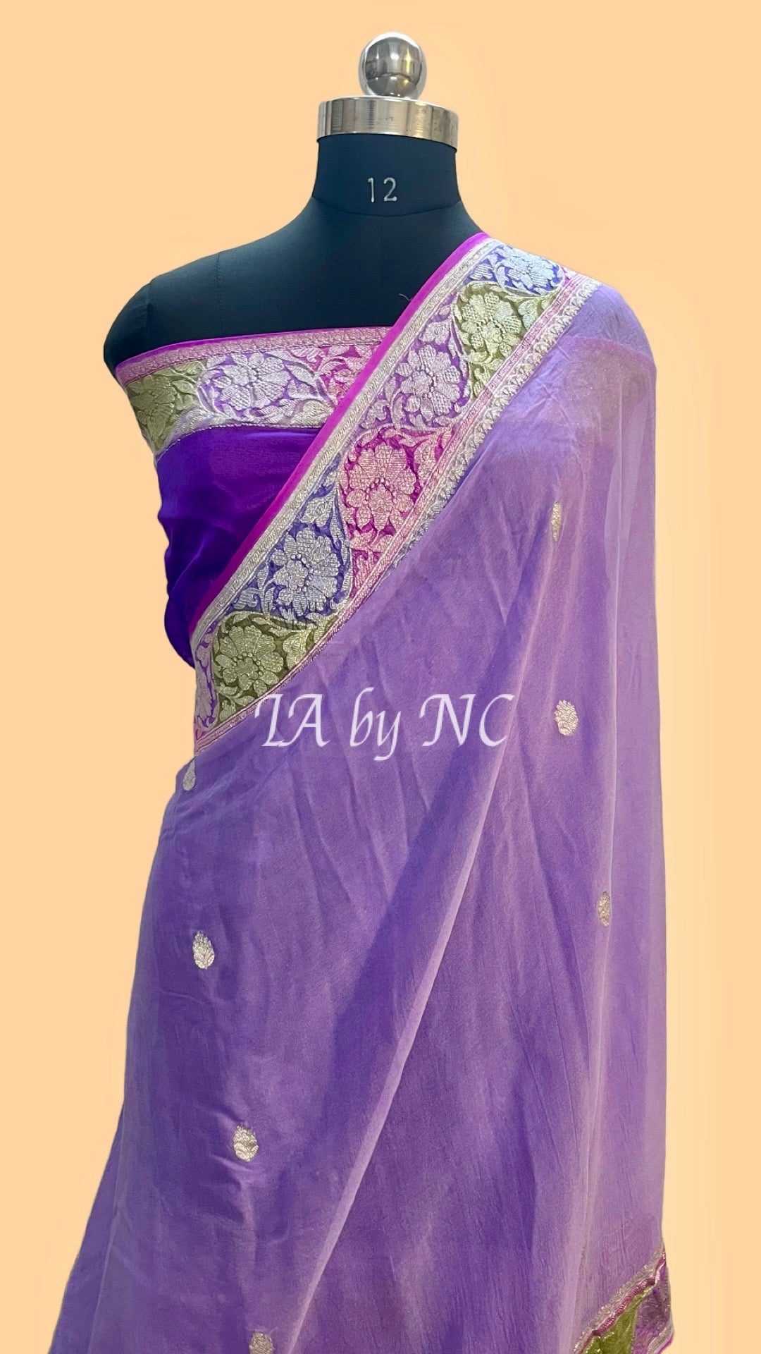 Grape Banarasi Pure Khaddi Georgette Kadwa Saree