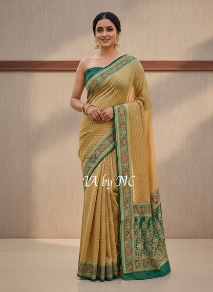 Dijon Banarasi Pure Khaddi Georgette Saree