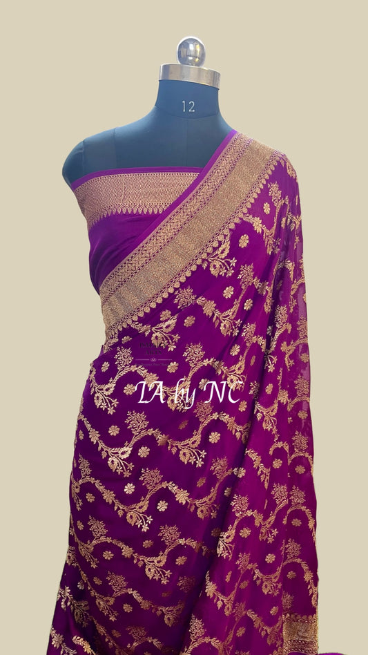 Lollipop Banarasi Pure Khaddi Georgette Saree