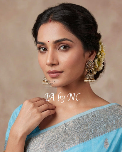 Sky Banarasi Pure Kora Silk Kadwa Saree