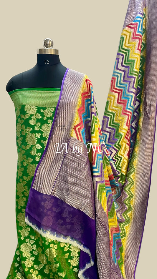 Kelly Banarasi Pure Khaddi Georgette Dress materials