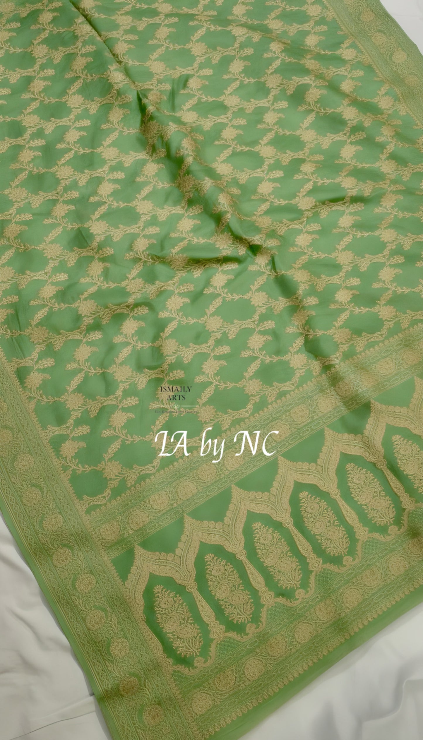 Pistachio Banarasi Mashru Katan Silk Saree