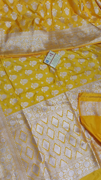 Vidya Balan’s Yellow Banarasi Pure Katan Silk Saree