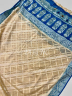 Eggnog Banarasi Pure Chiffon Georgette Saree