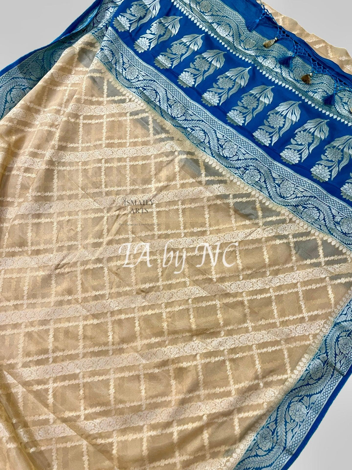 Eggnog Banarasi Pure Chiffon Georgette Saree