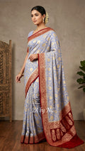 Steel Banarasi Pure Chiffon Georgette Saree