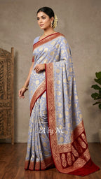 Steel Banarasi Pure Chiffon Georgette Saree