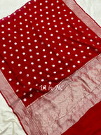 Carmine Banarasi Pure Khaddi Georgette Sona Rupa Saree