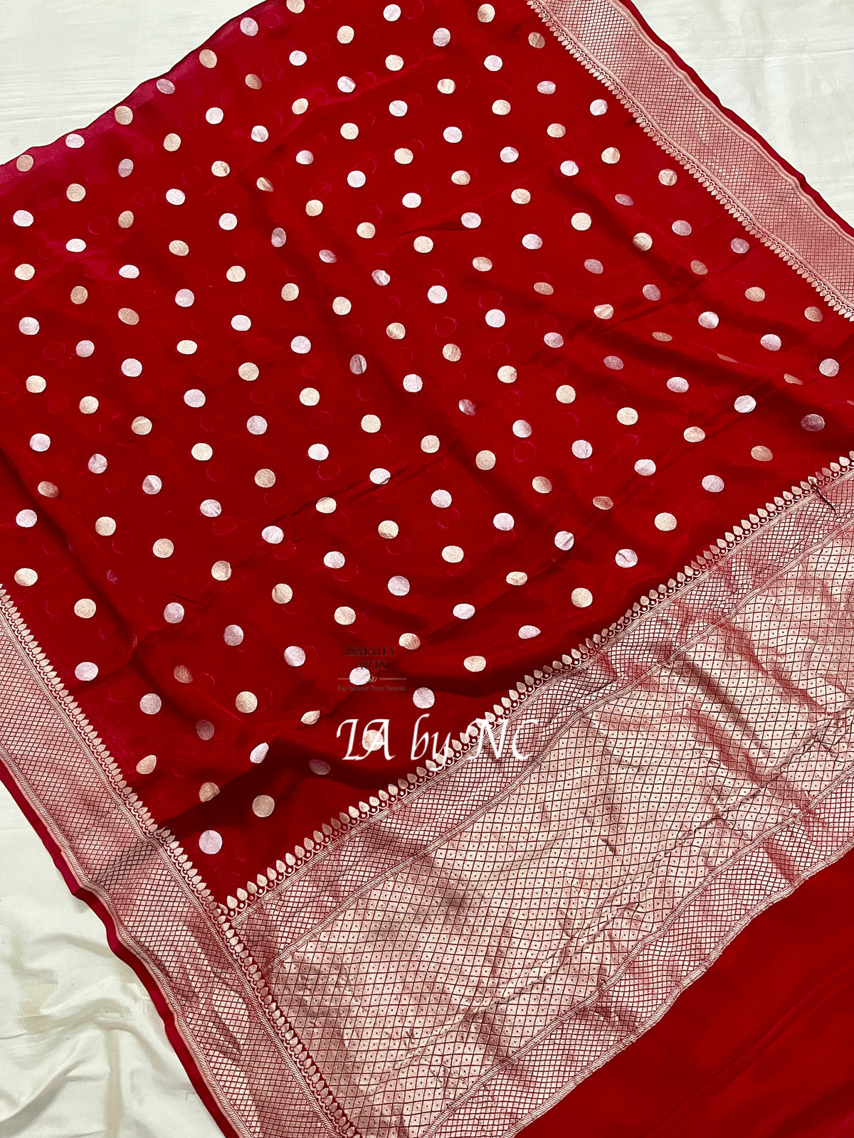Carmine Banarasi Pure Khaddi Georgette Sona Rupa Saree