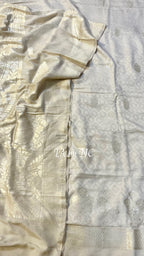 Beige Banarasi Pure Munga Silk Dress Material