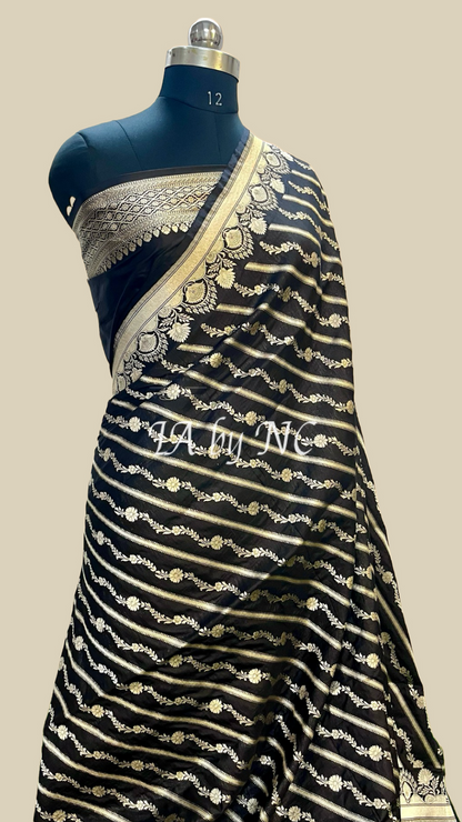 Black Banarasi Pure Katan Silk Pattu Saree