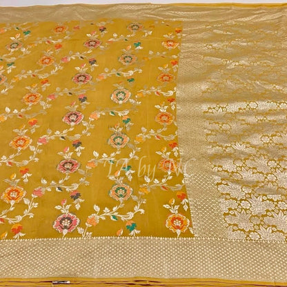 Tuscany Banarasi Pure Khaddi Tussar Georgette Meenakari Saree