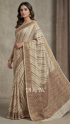 Beige Banarasi Pure Chiffon Georgette Saree
