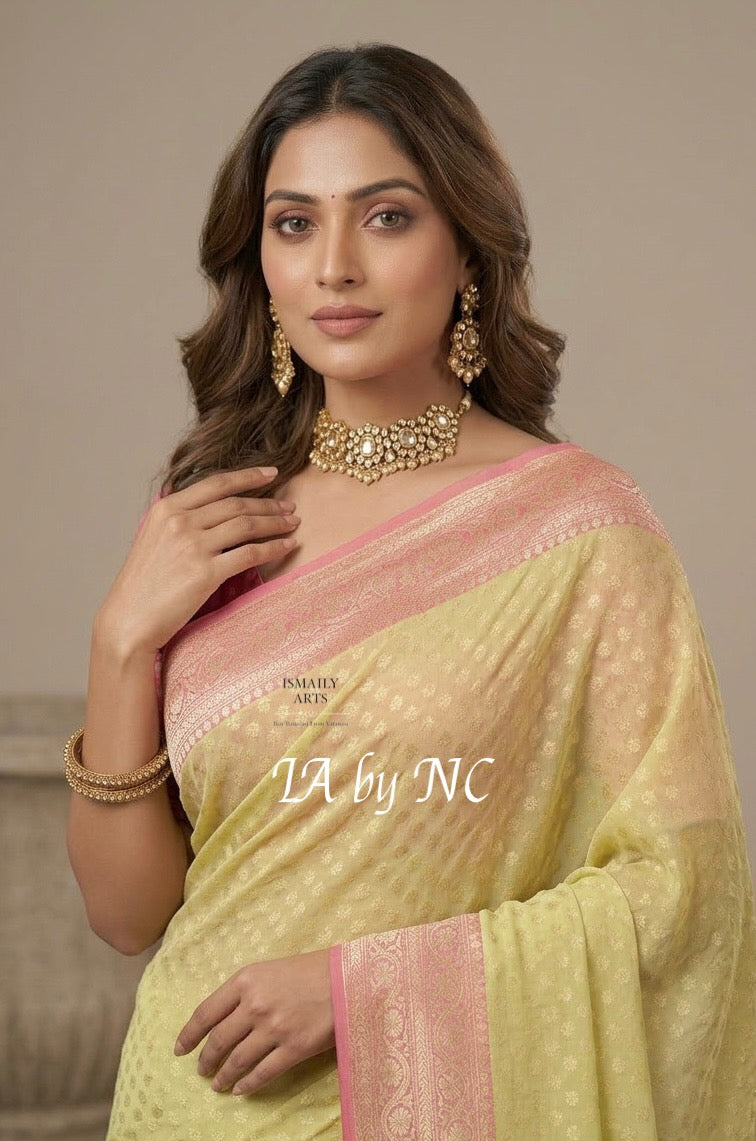 Baby Banarasi Pure Khaddi Georgette Saree