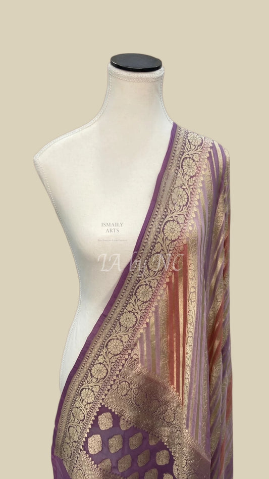 Mauve Banarasi Pure Khaddi Georgette Dupatta