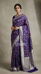 Navy Banarasi Pure Munga Silk Saree