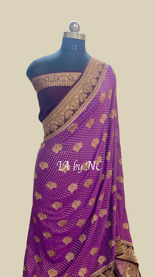 Plum Banarasi Pure Khaddi Georgette Saree