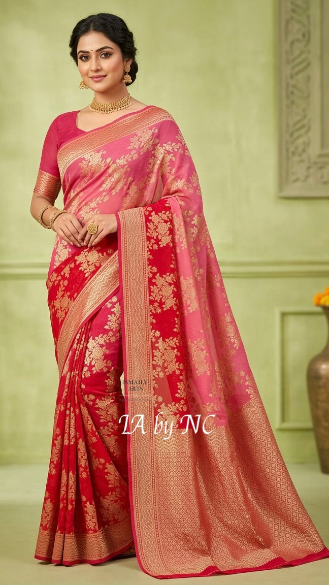 Crimson Banarasi Pure Khaddi Georgette Saree