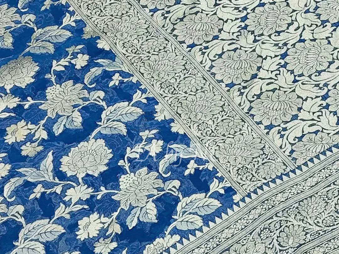 Teal Banarasi Pure Khaddi Georgette Saree