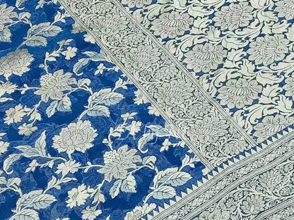 Teal Banarasi Pure Khaddi Georgette Saree