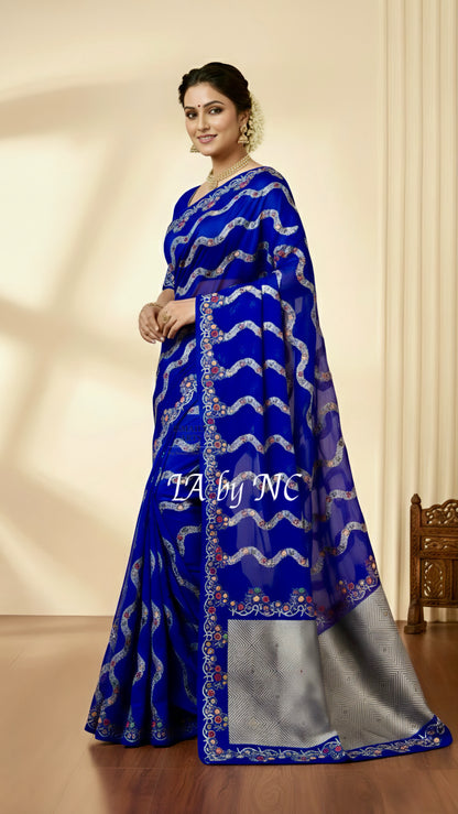 Royal Banarasi Mashru Katan Silk Meenakari Saree