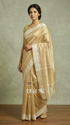 Beige Banarasi Pure Tissue Silk Saree