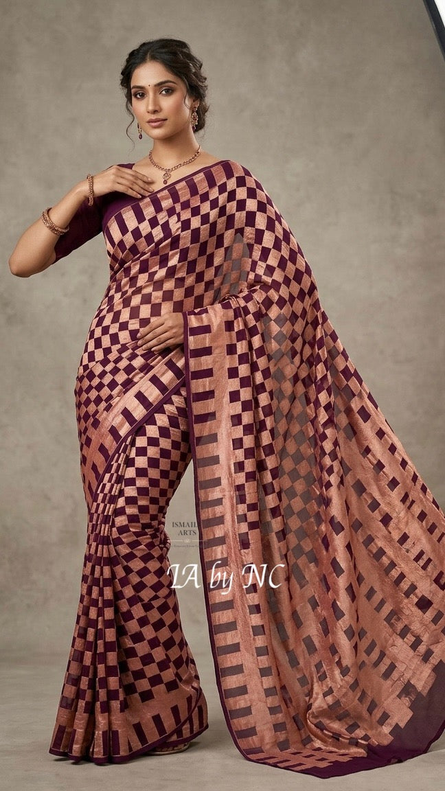 Byzantine Banarasi Pure Khaddi Georgette Saree