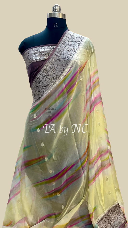 Chestnut Banarasi Pure Khaddi Georgette Kadwa Saree