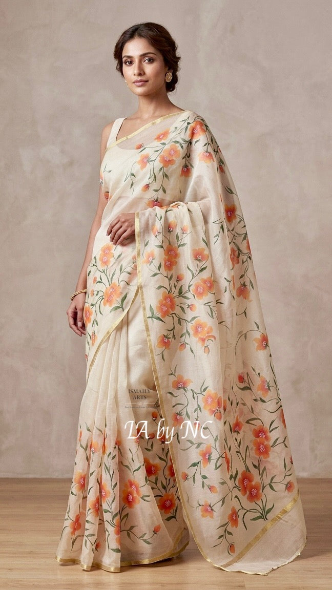 Mink Banarasi Pure Kora Organza Saree