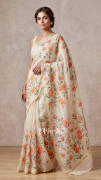 Mink Banarasi Pure Kora Organza Saree